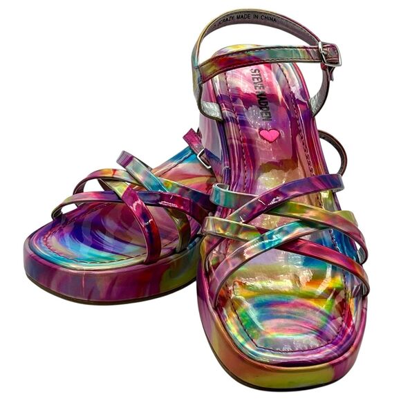 STEVE MADDEN Girls J-Crazy Iridescent Wedge Platform Jelly Sandal SZ 5 Big Girl - Picture 1 of 8